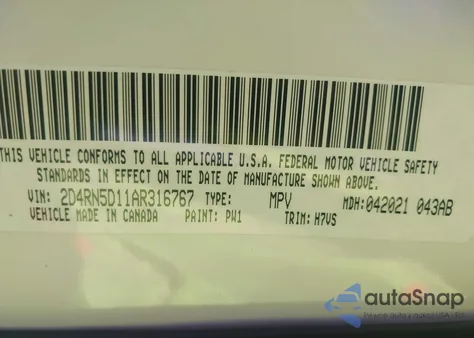 2010 Dodge Grand Caravan Sxt из США, поврежденный, VIN 2D4RN5D11AR316767